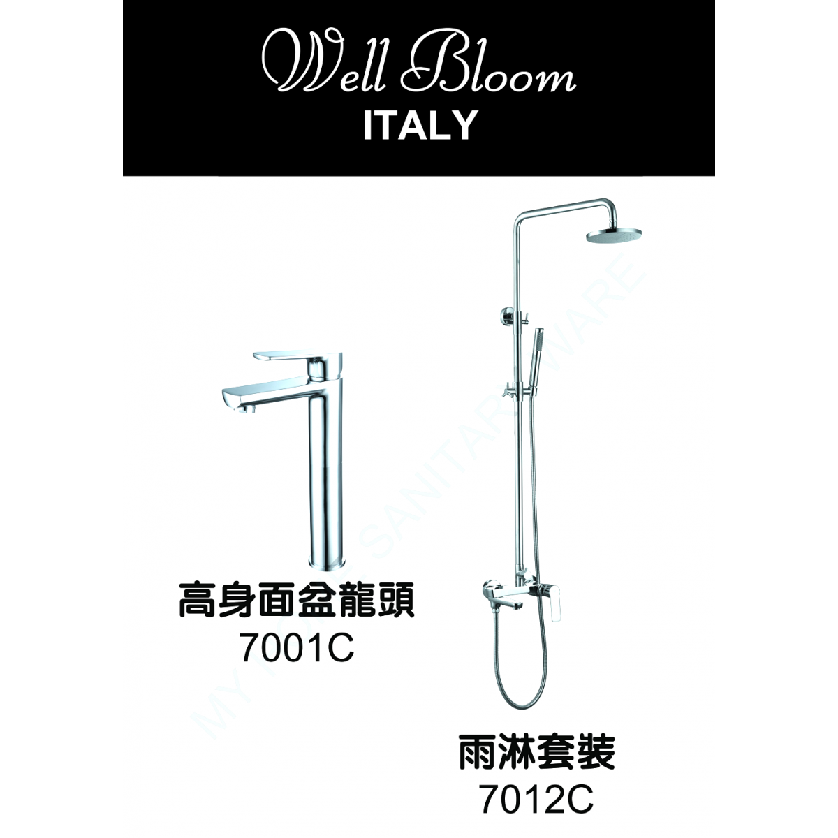 Well Bloom Italy 700CSET2 700系列亮銀色龍頭連雨淋套裝